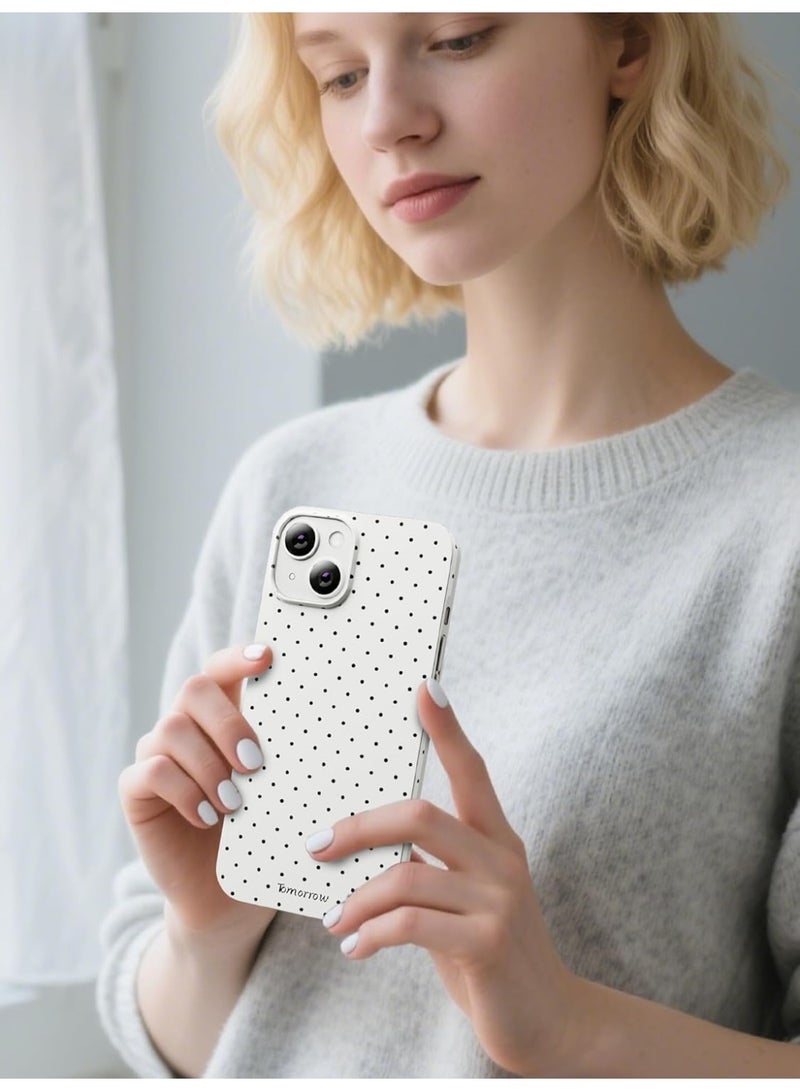 Compatible for iPhone 15 Case with Cute Fashion Polka Dot Aesthetics Design Simple Cases for Soft TPU Slim Protection Cover-White - Image 5
